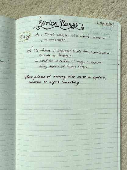A5 grid, fountain pen journaling entry
